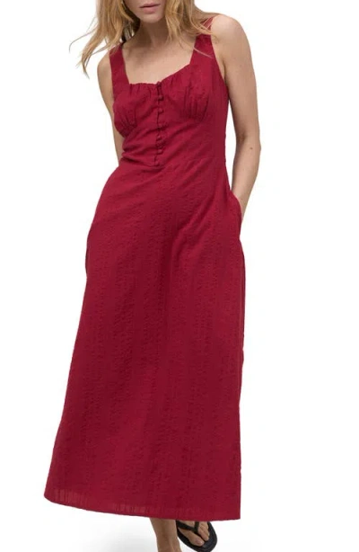 Nobody's Child Melody Sweetheart Neck Midi Dress In Burgundy