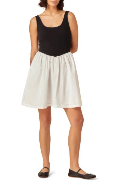 Nobody's Child Mixed Media Tank Minidress In Black