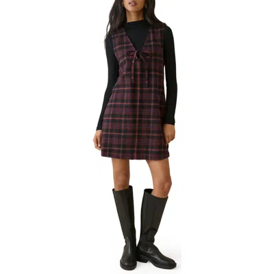 Nobody's Child Nila Plaid Pinafore Minidress In Brown