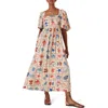 Nobody's Child Nova Print Puff Sleeve Maxi Dress In Multi