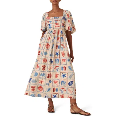 Nobody's Child Nova Print Puff Sleeve Maxi Dress In Multi