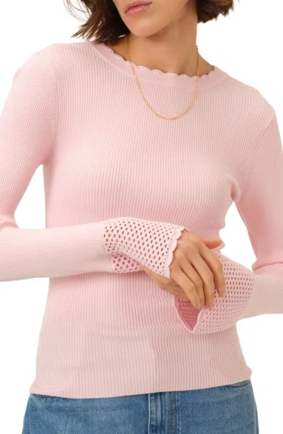Nobody's Child Open Stitch Rib Sweater In Pink