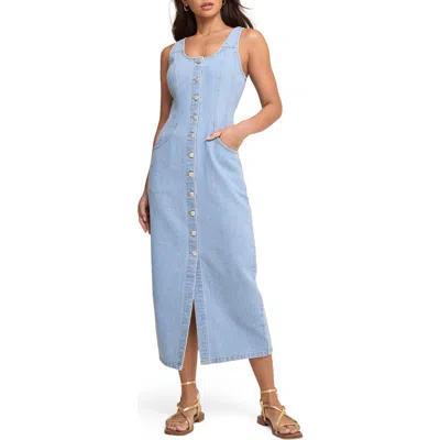 Nobody's Child Quays Denim Button-up Midi Dress In Blue