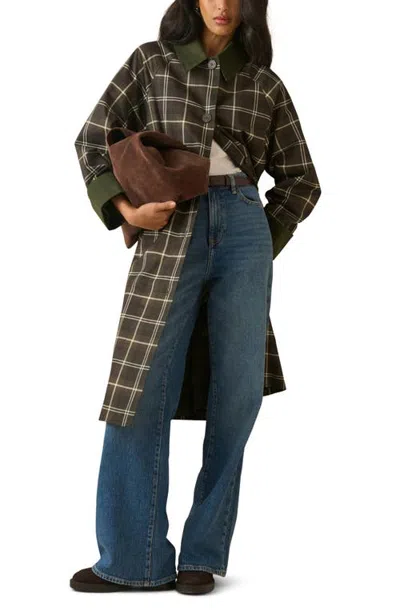 Nobody's Child Tartan Diola Longline Car Coat In Green