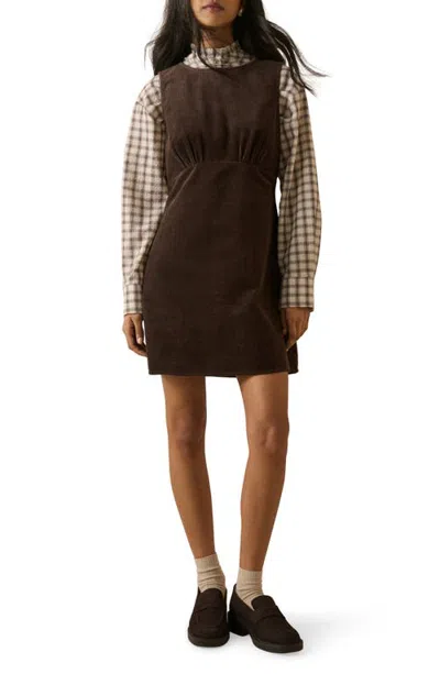 Nobody's Child Vicky Cotton Corduroy Minidress In Brown