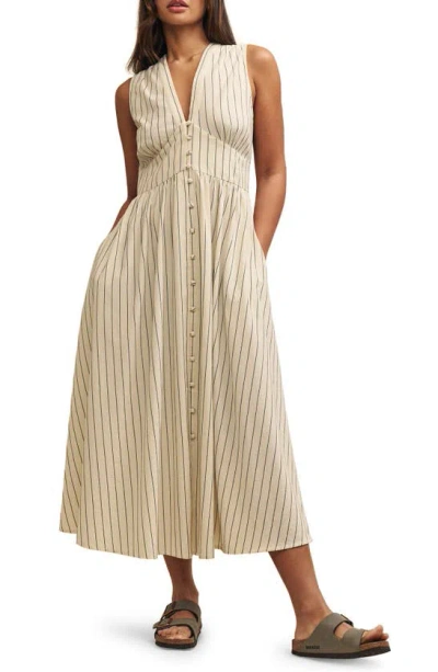 Nobody's Child Starlight Stripe Sleeveless Organic Cotton Maxi Dress In Cream