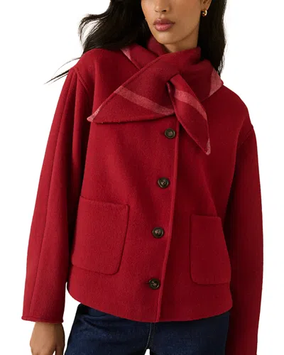 Nobody's Child Tie Neck Double Faced Jacket In Red