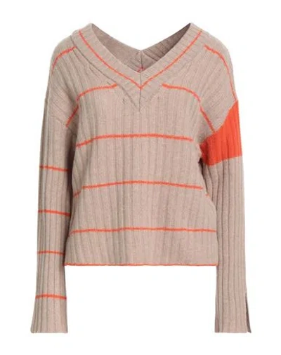 Nocold Woman Sweater Beige Size M Merino Wool, Cashmere In Sand