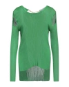 Nocold Woman Sweater Green Size L Viscose, Polyester, Metallic Fiber