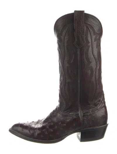 Pre-owned Nocona Boots Leather Patterned Western Boots In Brown
