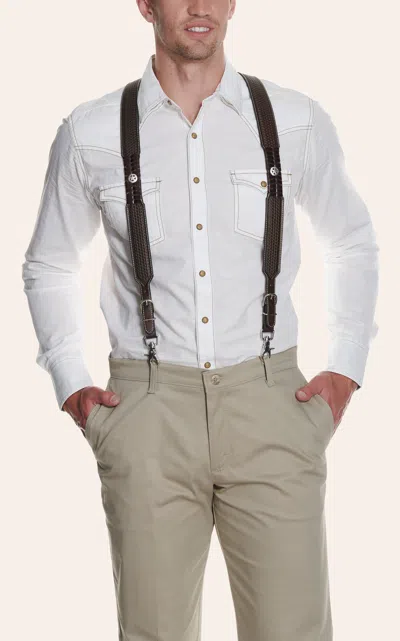 Nocona Brown Basket Weave With Texas Star Concho Suspenders