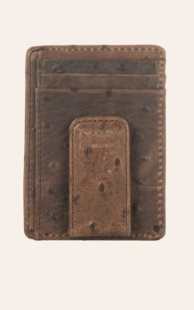 Nocona Brown Vintage Ostrich Print Money Clip And Wallet In Multi