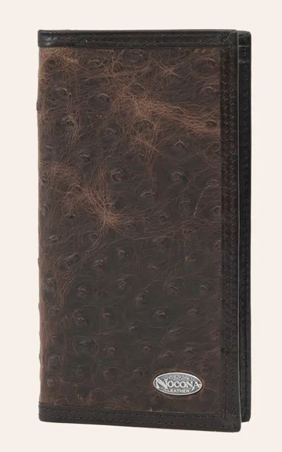 Nocona Dark Brown Ostrich Print Checkbook / Rodeo Wallet