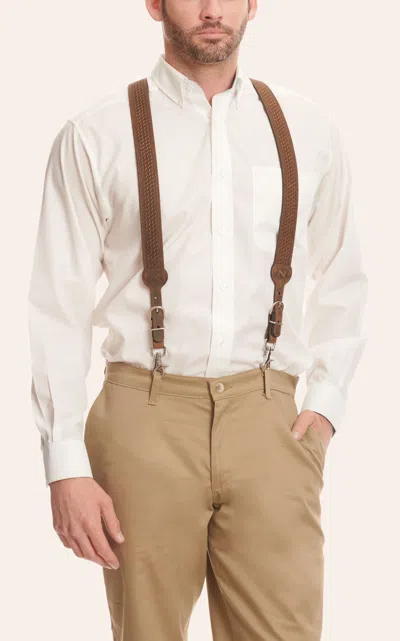 Nocona Men's Medium Brown Basket Weave Suspenders