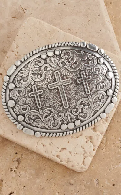Nocona Silver 3 Cross Oval Belt Buckle In Multi