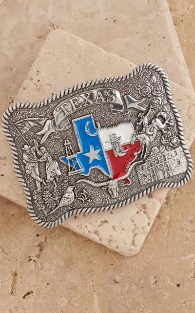 Nocona Silver Rectangle Texas Flag Belt Buckle In Multi