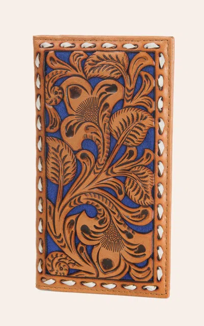 Nocona Tan Embossed With Royal Inlay Rodeo Wallet / Checkbook Cover In Black