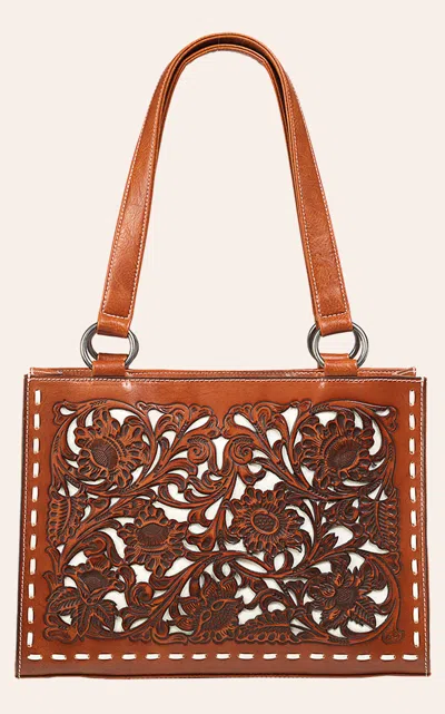 Nocona Women's June Tooled Small Shoulder Bag In Brown