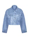 Nocturne 22 Women's Metallic Cropped Denim Jacket In Blue