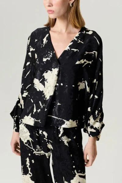 NOCTURNE NOCTURNE ABSTRACT PRINT JACQUARD BLOUSE