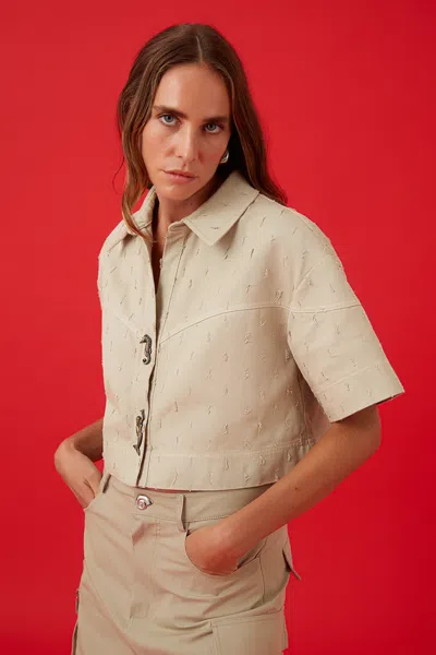 Nocturne Accessory Designed Denim Jacket In Khaki