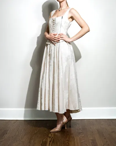 Nocturne Anastasia Corset Midi Dress In Beige In White