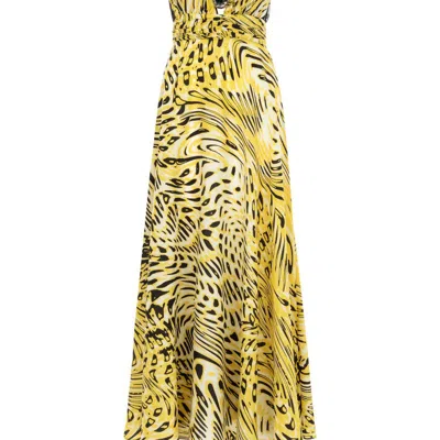 Nocturne Ankle Length Dress With Accessory Detail In Yellow