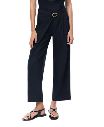 Nocturne Asymmetric Buckle Detail Pants In Black