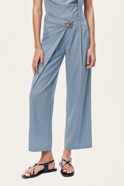 Nocturne Asymmetric Buckle Detail Pants In Blue