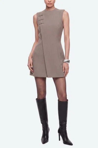 Nocturne Asymmetric Clasp Mini Dress In Neutral
