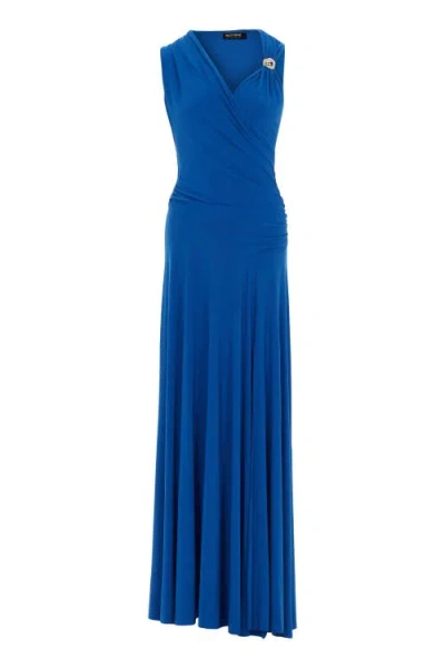 Nocturne Asymmetric Draped Cut-out Dress In Blue