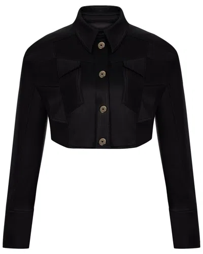 Nocturne Asymmetric Pocket Crop Jacket In Black