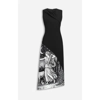 Nocturne Asymmetric Skirt Maxi Dress In Black