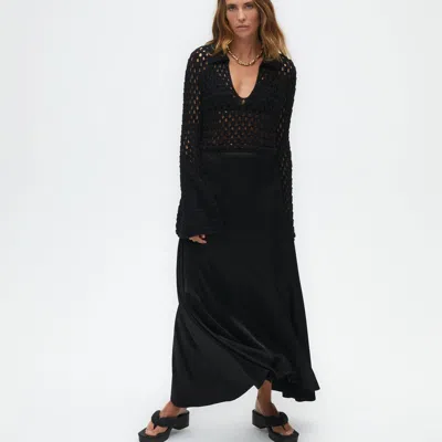 Nocturne Asymmetrical Long Skirt In Black