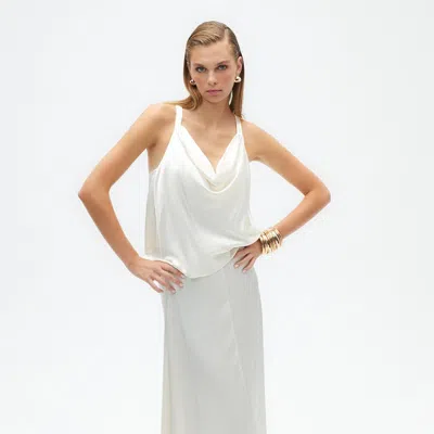 Nocturne Asymmetrical Long Skirt In White