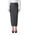 Nocturne Back Slit Tailored Maxi Skirt In Gray