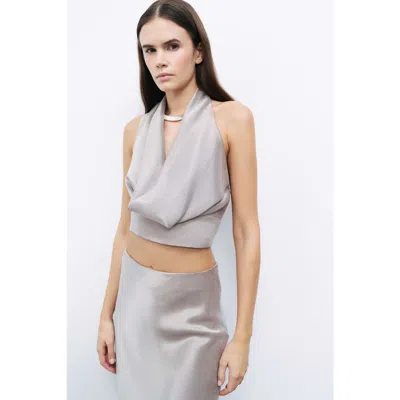 Nocturne Backless Belted Blouse In Mink