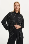 Shop Nocturne Baguette Stone Oversize Shirt In Black