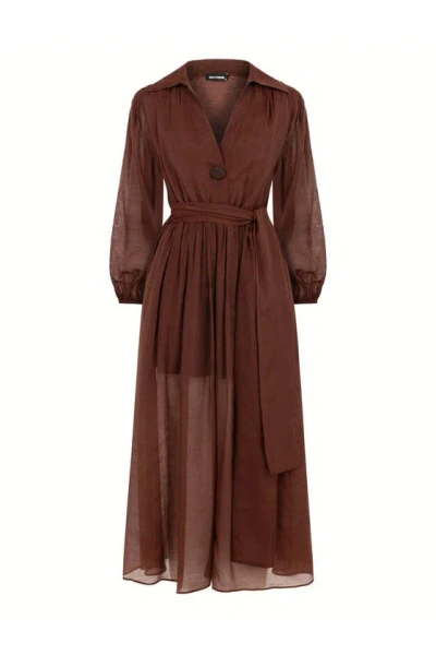 Nocturne Balloon Sleeves Dress In Dark Brown