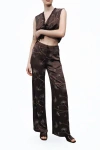 Nocturne Beaded Embroidered Pants In Brown