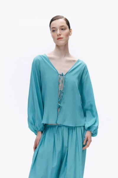 Nocturne Beaded Embroidered Shirt In Blue