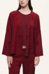 Nocturne Beaded Open-front Kimono In Burgundy