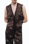 Nocturne Beaded Tie-front Vest In Brown
