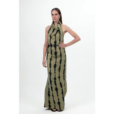 Nocturne Belt Detailed Printed Maxi Dress In Multi-colored