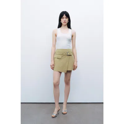 Nocturne Belt Detailed Skort In Olive Green