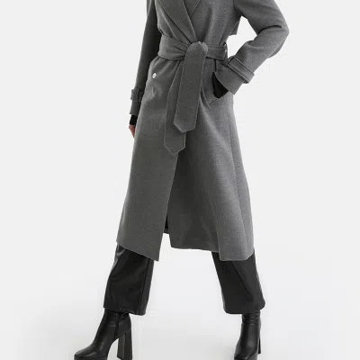 Nocturne Belted Coat In Gray