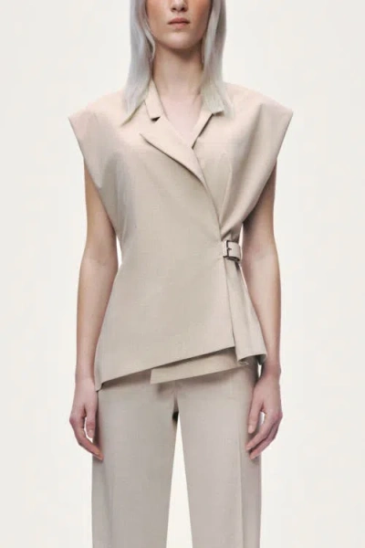 Nocturne Belted Double Breasted Vest In White