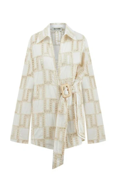Nocturne Belted Embroidered Jacket In Ivory