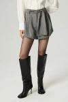 Nocturne Belted High-waist Mini Shorts In Gray