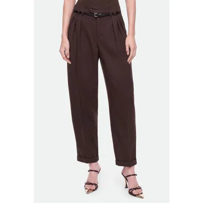 Nocturne Belted Pleat Front Trousers In Brown